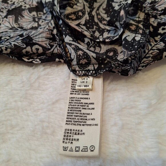 Free People Floral Paisley Snake Blouse Sz S Button Down Sheer Mix Media Boho - Picture 5 of 16